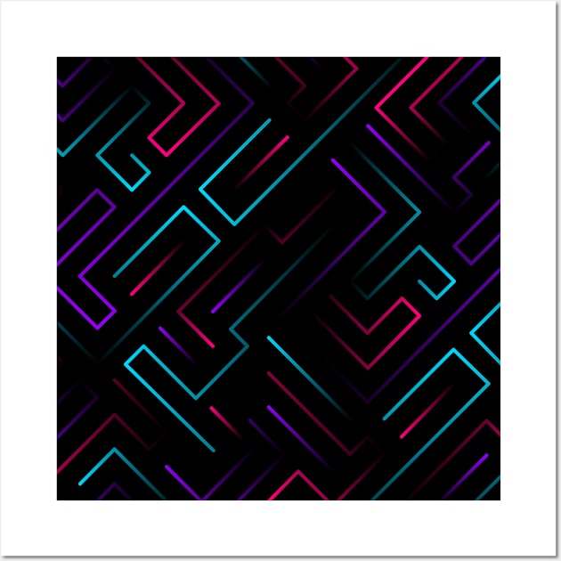 Future Maze Lines Synthwave Wall Art by edmproject